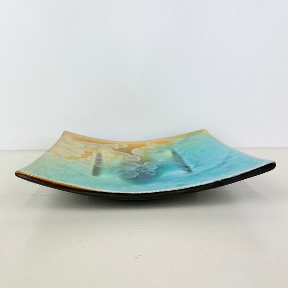 Sifnos Stoneware Pottery Plate Tray with Crystalline Glaze - Picture 2 of 6